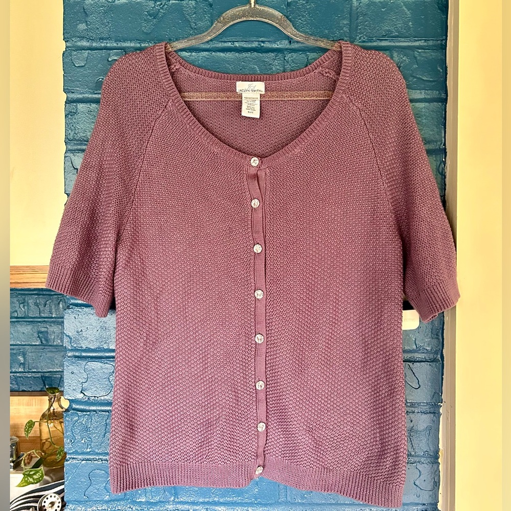 Jaclyn Smith Mauve Knit Cardigan